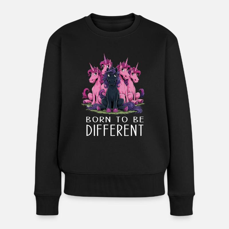 Born to be different. Schwarzes Einhorn - Frauen Premium Bio Pullover - Schwarz