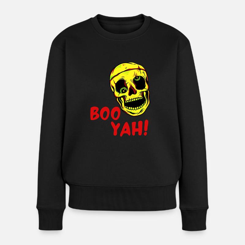 Crâne d’Halloween - Pull Premium bio Femme - noir