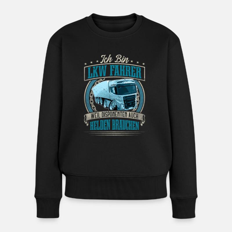 LKW Fahrer - Frauen Premium Bio Pullover - Schwarz