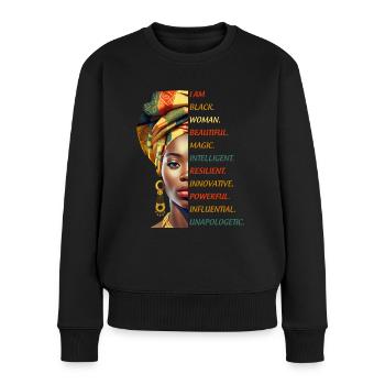 Femme Africaine Turban Femme Noire Femme Forte - Pull Premium bio Femme - noir - Devant - Julia (174cm)