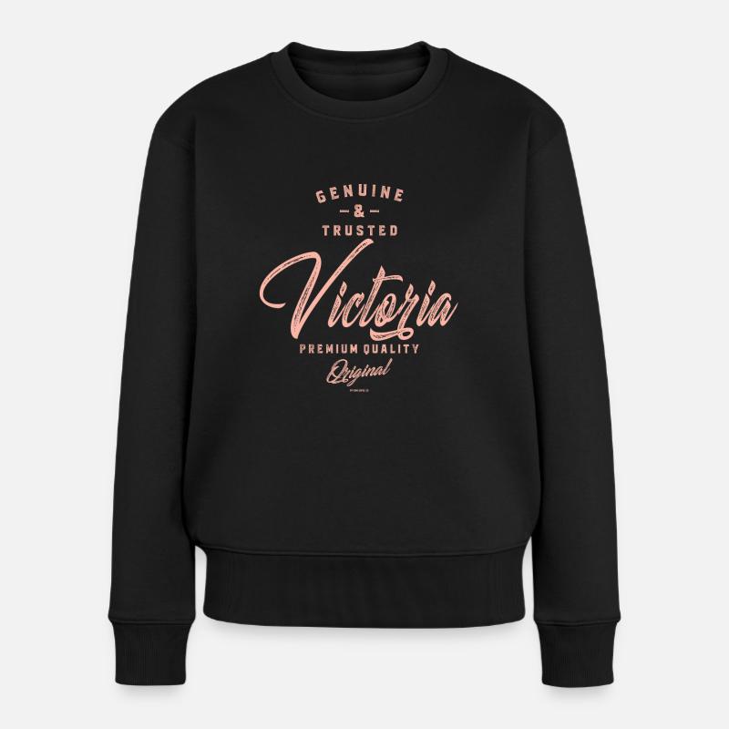 VICTORIA - Frauen Premium Bio Pullover - Schwarz
