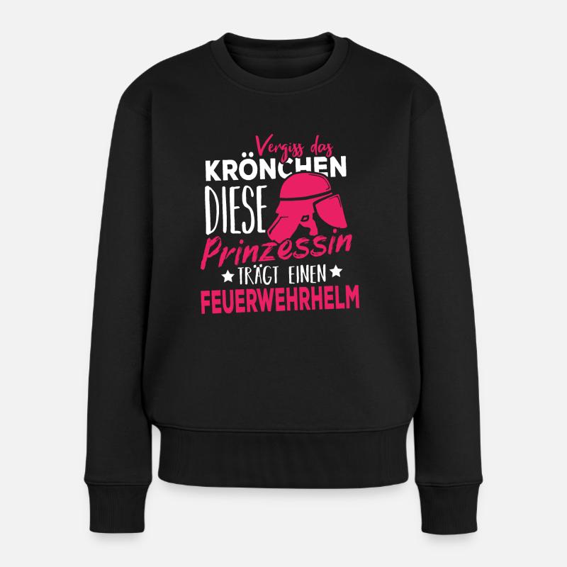 Feuerwehr Prinzessin Feuerwehrfrau - Frauen Premium Bio Pullover - Schwarz