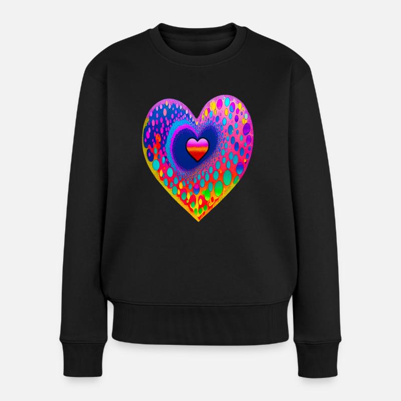 Mit Herz - Frauen Premium Bio Pullover - Schwarz