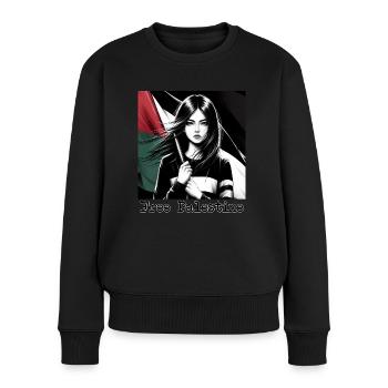 Palestine libre - Pull Premium bio Femme - noir - Devant - Julia (174cm)