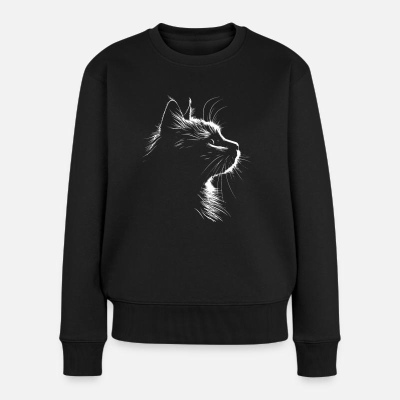 Katze, Katzenmotiv, Katzengesicht - Frauen Premium Bio Pullover - Schwarz