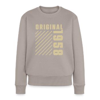Original 1958 Authentischer Jahrgang Bursdag von 1958 - Frauen Premium Bio Pullover - Taupe - Vorne - Julia (174cm)