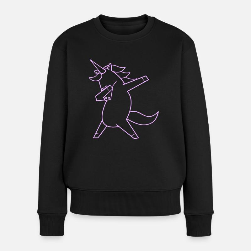 dabbing unicorn 01 - Frauen Premium Bio Pullover - Schwarz