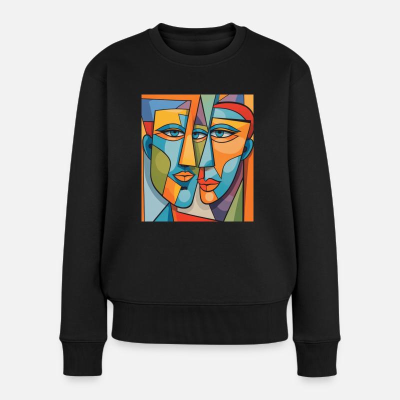 Portrait abstrait - Pull Premium bio Femme - noir