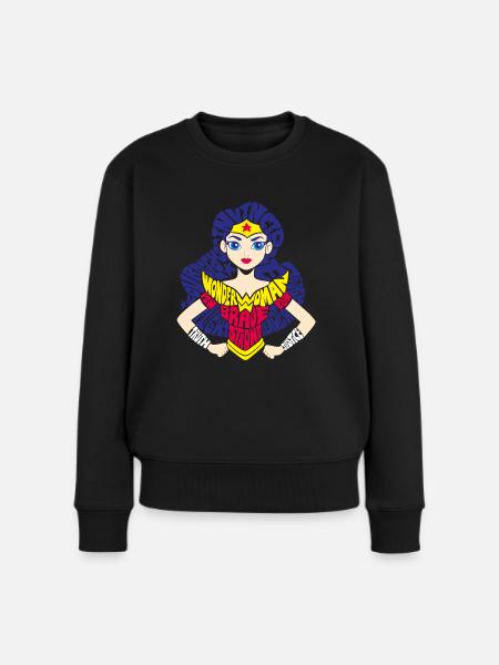 DC Super Hero Girls Wonder Woman Typography - Women's Premium Organic Jumper - black