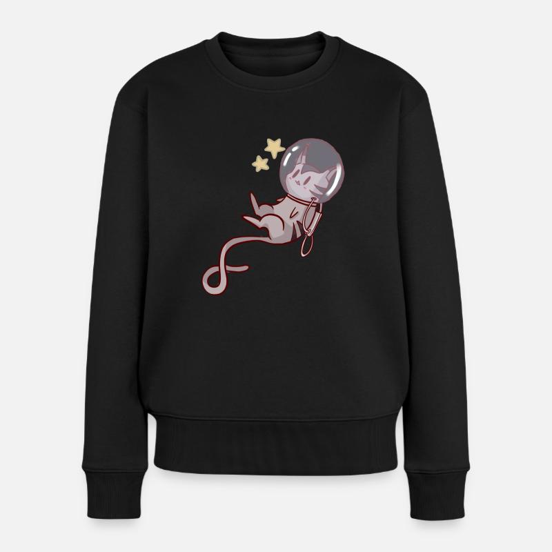 space cat - Frauen Premium Bio Pullover - Schwarz