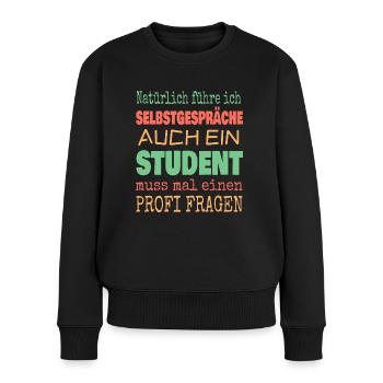 Student - Frauen Premium Bio Pullover - Schwarz - Vorne - Julia (174cm)