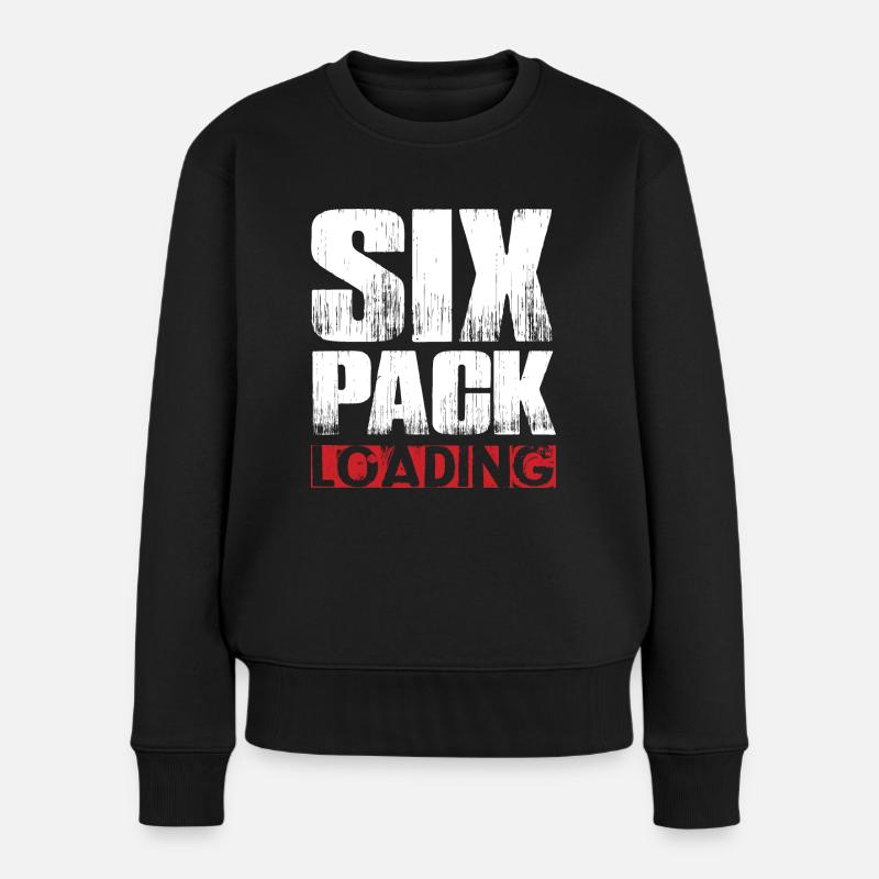 Six Pack Loading Dunkel coole shirts ch / at - Frauen Premium Bio Pullover - Schwarz