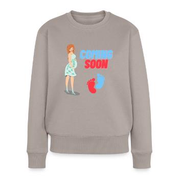 Annonce de grossesse - Pull Premium bio Femme - taupe - Devant - Julia (174cm)