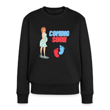 Annonce de grossesse - Pull Premium bio Femme - noir - Devant - Julia (174cm)