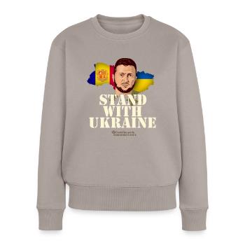 Ukraine Andorra - Frauen Premium Bio Pullover - Taupe - Vorne - Julia (174cm)