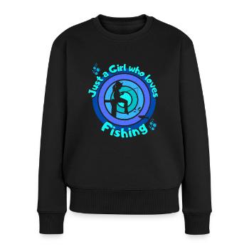 Ein Mädchen, das das Angeln liebt, ein T-Shirt. - Frauen Premium Bio Pullover - Schwarz - Vorne - Julia (174cm)
