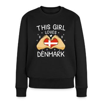 Danemark drapeau Scandinavie Drapeau danois coeur - Pull Premium bio Femme - noir - Devant - Julia (174cm)