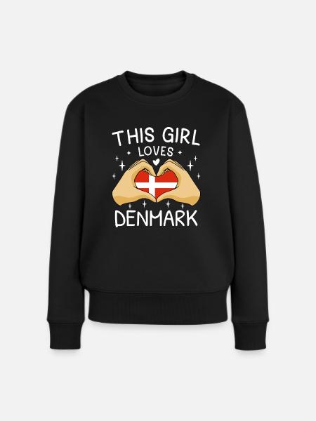 Dänemark Flagge Skandinavien Dänische Flagge Herz - Premium økologisk sweatshirt til kvinder - sort