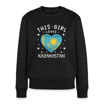 Drapeau du Kazakhstan Drapeau du Kazakhstan - Pull Premium bio Femme - noir - Devant - Julia (174cm)