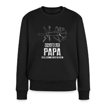 Südharz Merch - Eichsfelder Alleskönner-Papa - Frauen Premium Bio Pullover - Schwarz - Vorne - Julia (174cm)