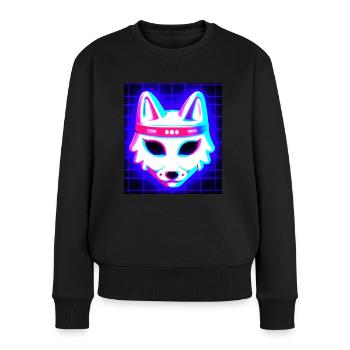 Kitsun Vaporwave Japanese Kami Vaporwave Kitsune - Women's Premium Organic Jumper - black - Front - Julia (174cm)
