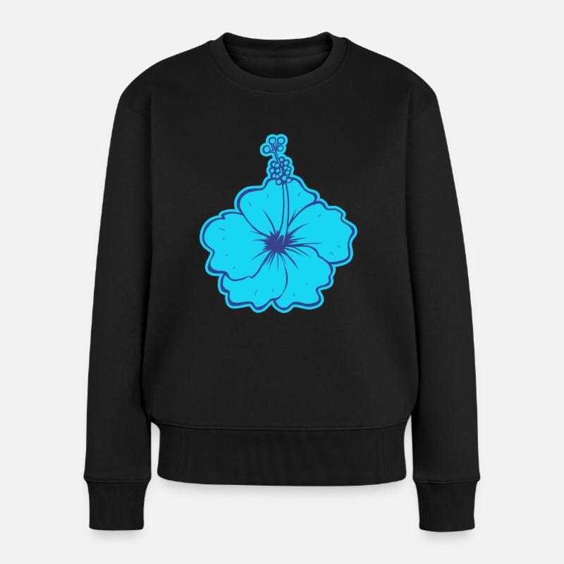 Die Hibiskusblüte - Frauen Premium Bio Pullover - Schwarz