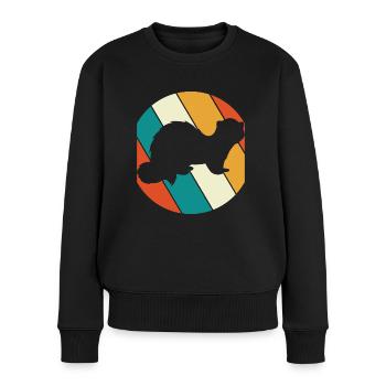Furet Vintage Enthousiaste Belette Vintage - Pull Premium bio Femme - noir - Devant - Julia (174cm)