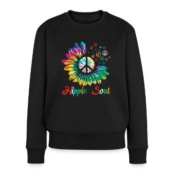 Hippie Soul Sunflower Peace - Women's Premium Organic Jumper - black - Front - Julia (174cm)