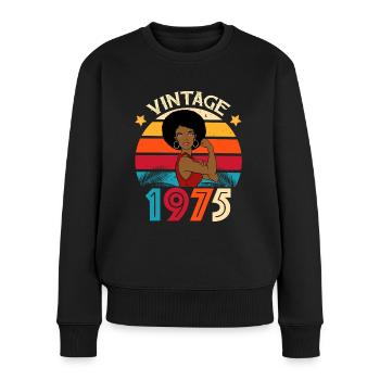 Vintage 1975 Geburtstag Starke Frau - Frauen Premium Bio Pullover - Schwarz - Vorne - Julia (174cm)
