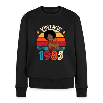 Vintage 1985 Birthday Afro Woman - Women's Premium Organic Jumper - black - Front - Julia (174cm)