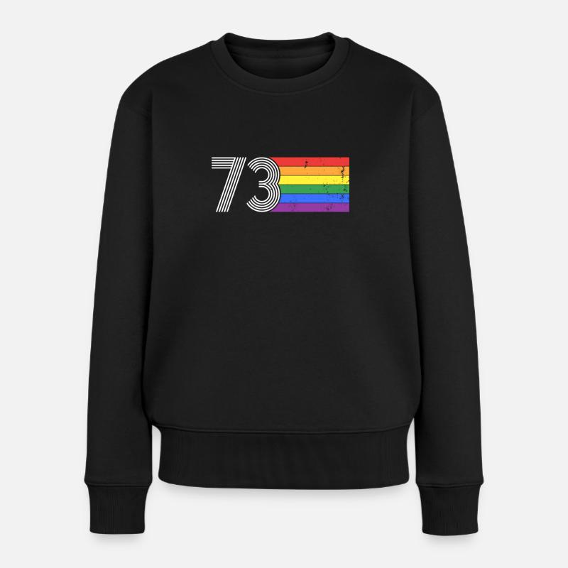 Anniversaire LGBT LGBTQ 1973 Rainbow Flag RETRO - Pull Premium bio Femme - noir