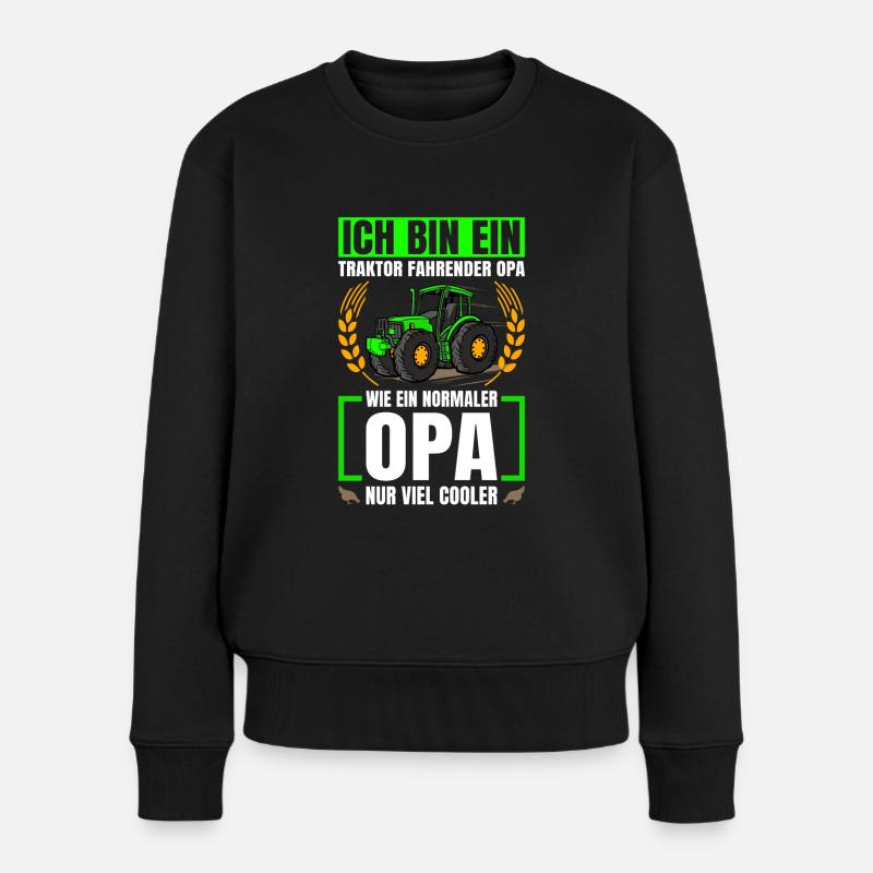 Landwirtschaft Traktor Fahrender Opa Trecker - Frauen Premium Bio Pullover - Schwarz
