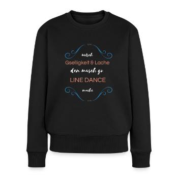 Geselligkeit und Lachen - Frauen Premium Bio Pullover - Schwarz - Vorne - Julia (174cm)