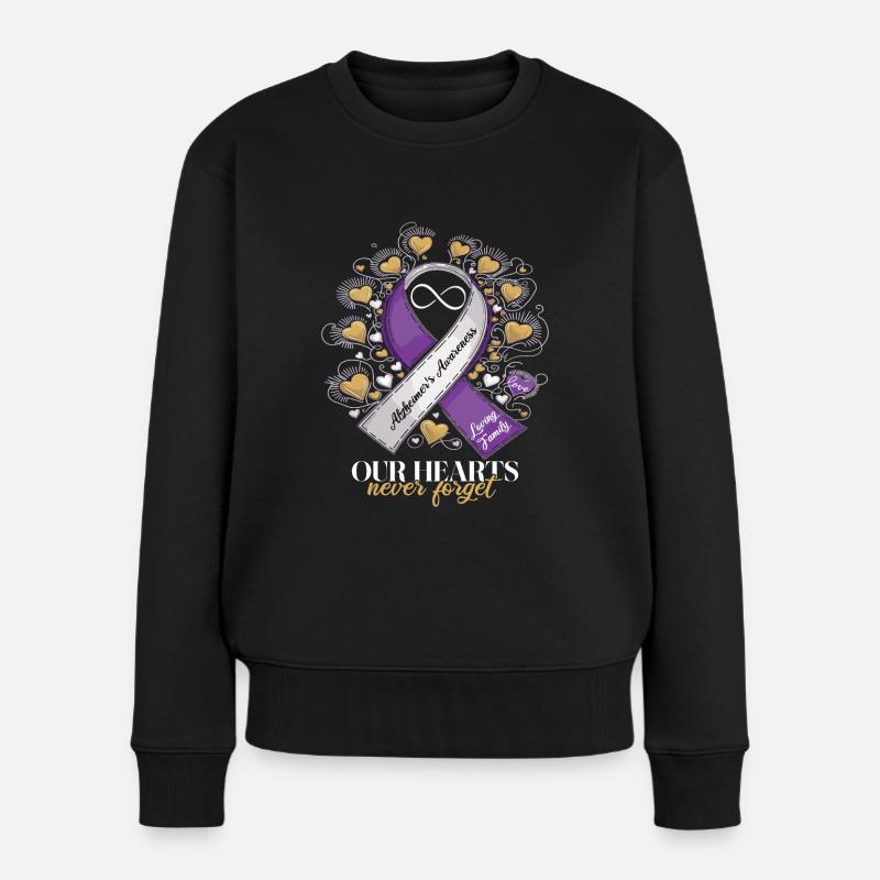 Alzheimer Bewusstsein Lila Band - Frauen Premium Bio Pullover - Schwarz