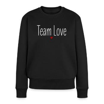 L’équipe de la Saint-Valentin Amour, Coeur, Je t’aime, Couple - Pull Premium bio Femme - noir - Devant - Julia (174cm)