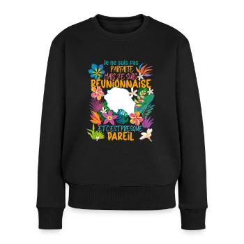 Réunionnaise Humour pour Maman De la Réunion - Pull Premium bio Femme - noir - Devant - Julia (174cm)