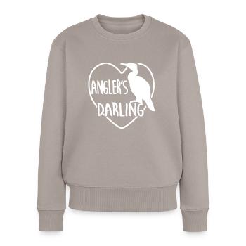 Der Kormoran - Anglers Sportfischers Liebling - Frauen Premium Bio Pullover - Taupe - Vorne - Julia (174cm)