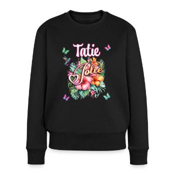 Tatie Jolie Beauté De Fleurs Tropicales Femme - Pull Premium bio Femme - noir - Devant - Julia (174cm)
