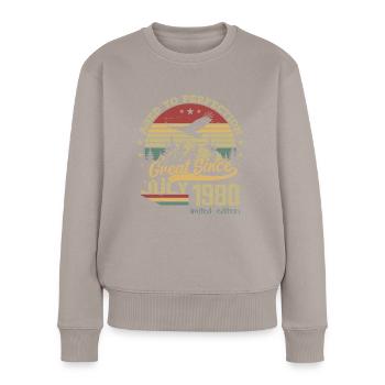 45 Jahre alt Perfekt gealtert, geboren im Juli 1979 - Frauen Premium Bio Pullover - Taupe - Vorne - Julia (174cm)