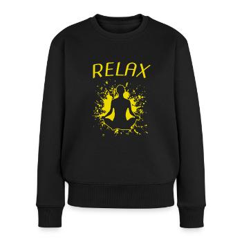 RELAX - Frauen Premium Bio Pullover - Schwarz - Vorne - Julia (174cm)