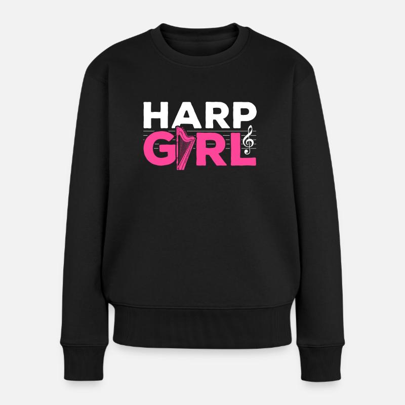 Harfenmädchen Harfen - Frauen Premium Bio Pullover - Schwarz