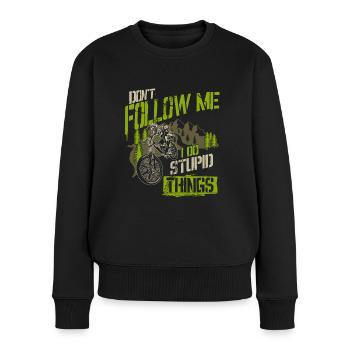 Downhill Mountainbike Spruch MTB - Frauen Premium Bio Pullover - Schwarz - Vorne - Julia (174cm)