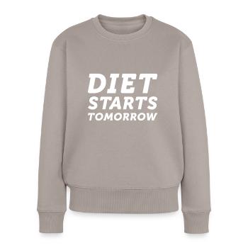 Diät beginnt morgen - Frauen Premium Bio Pullover - Taupe - Vorne - Julia (174cm)