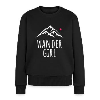 Wanderin Wander Girl - Frauen Premium Bio Pullover - Schwarz - Vorne - Julia (174cm)