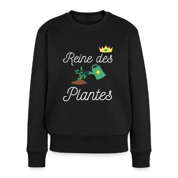 Tee shirt jardinage reine des plantes cadeau. - Pull Premium bio Femme - noir - Devant - Julia (174cm)