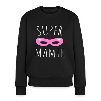 T shirt mamie super mamie humour mamie cadeau - Pull Premium bio Femme - noir - Devant - Julia (174cm)