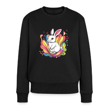 White rabbit with colors - Women's Premium Organic Jumper - black - Front - Julia (174cm)