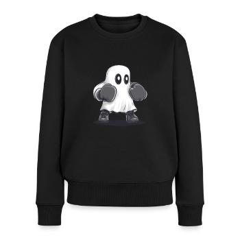 Boxender Geist - Frauen Premium Bio Pullover - Schwarz - Vorne - Julia (174cm)