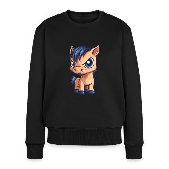 poney dessin animé - Pull Premium bio Femme - noir - Devant - Julia (174cm)