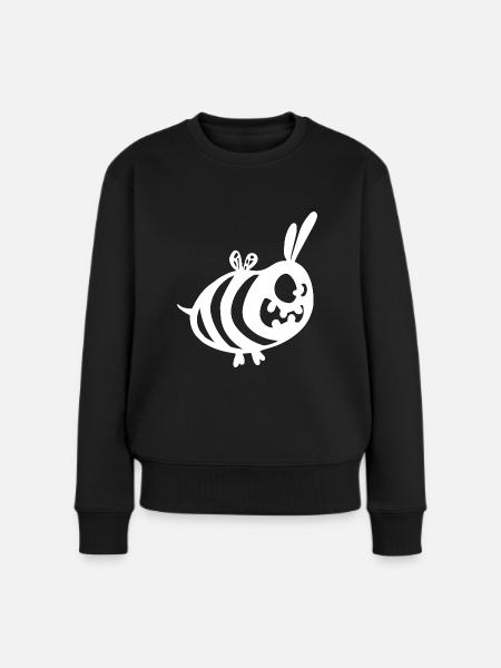Verrückte Biene - Frauen Premium Bio Pullover - Schwarz